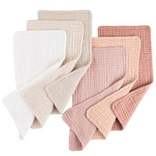 6Layer 100 Cotton Muslin Baby Burp Cloths Soft Burping Rags Beige 6 Pk