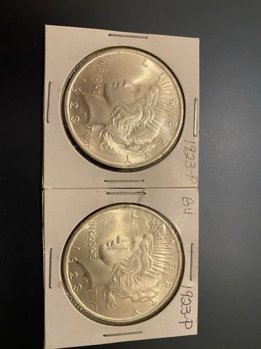 Lot Of 2: 1923 p peace dollar bu