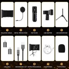 Upgraded Studio Recording Microphone with Isolation Shield Pop Filter - Music