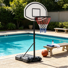 Adjustable Pool Basketball Hoop Stand 28" x 19" Backboard Kids Poolside Goal