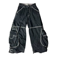 Vintage 90s Macgear Wide Leg Baggy Cargo Black White Rave Pants 29w / 30