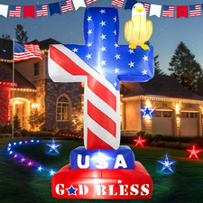 8FT Patriotic Inflatable Cross with LED Lights for Independence Day Decor