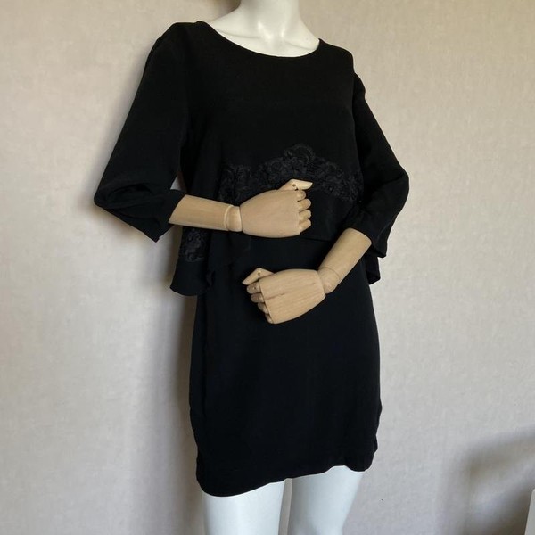 Women Sandro Paris Dress Black Viscose 36