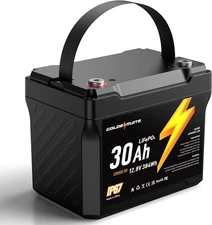 Goldenmate 12V 30Ah LiFePO4 Battery IP67 Waterproof Lithium Iron Phosphate
