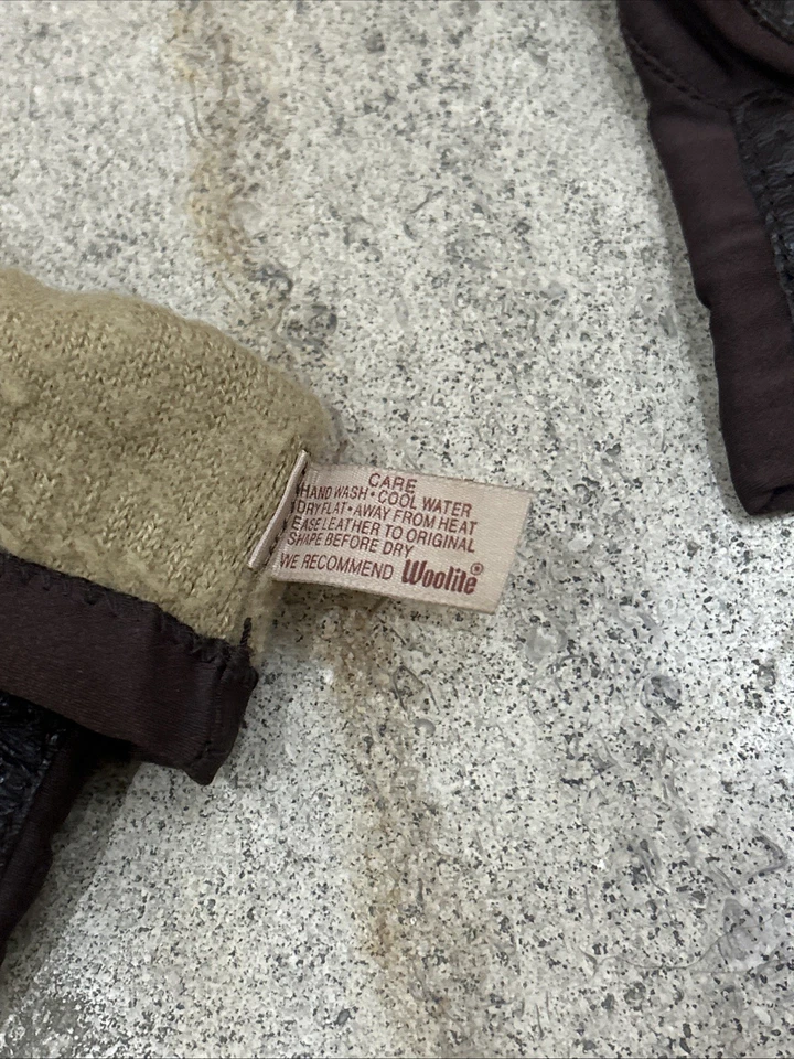 Guantes de Colección Isotoner Aris Woolite Forrados Talla Única Marrón Estampado Cuero Chevron Foto 4 de 4