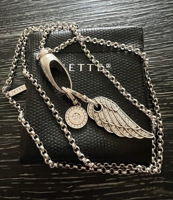 Massive Jette Joop Kette & Satellit Träger & großer Engelsflügel & Jette Charm