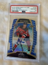 UD Allure 2019-20 Jack Hughes #100 Blue Line Auto Rookie PSA 10 Low Pop  4 Rare