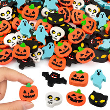 60 Pcs Mini Halloween Erasers Pumpkin Ghost Bat Trick or Treat Party Favors Kids