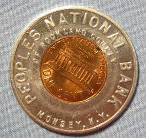 1973d Encased Cent Token from Monsey, New York - Rockland County