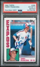 1984 Topps #496 Terry Francona [Hand-Signed Auto] (PSA 6)