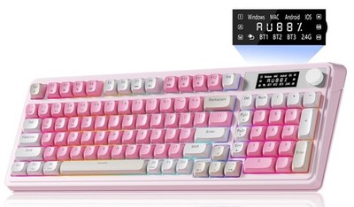 S99pro Wireless Gaming Keyboard TriMode Number Pad RGB Backlit Knob Pink