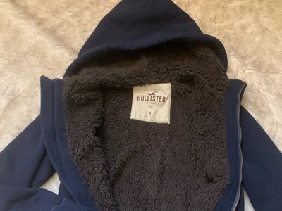 Men's Hollister Co Navy Blue Heavy Fur Lined Zip Hoodie Jacket