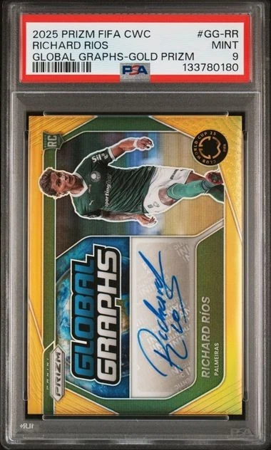 2025 Prizm Club World Cup Soccer Richard Rios Gold Auto Rookie 4/10 PSA 9