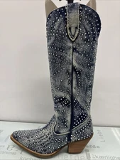 Dingo Women's Honkytonk Honey Tall Denim Boot Snip Toe Size 8 M,Preowned.