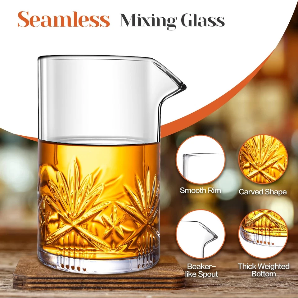 Vaso Mezclador de Cóctel, Kit Bartender Cristal 18oz, Vaso Mezclador Barra 5 Piezas O... Foto 2 de 4