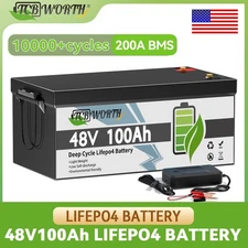48V 100Ah LiFePO4 Lithium Battery 51.2V Bluetooth Built-in BMS For RV Golf Cart
