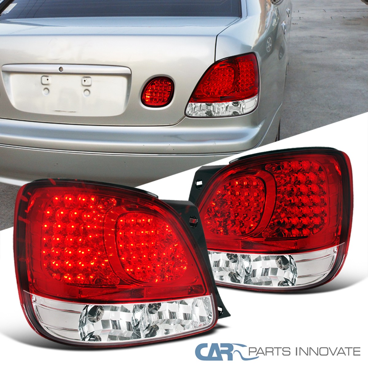 Fit Lexus 98-05 GS300 400 430 Red Clear Rear LED Brake Tail Lights