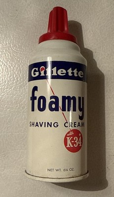 Vintage 1950 s Gillette Foamy Shaving Cream 6.25 oz Can Tin NOS Unused Full