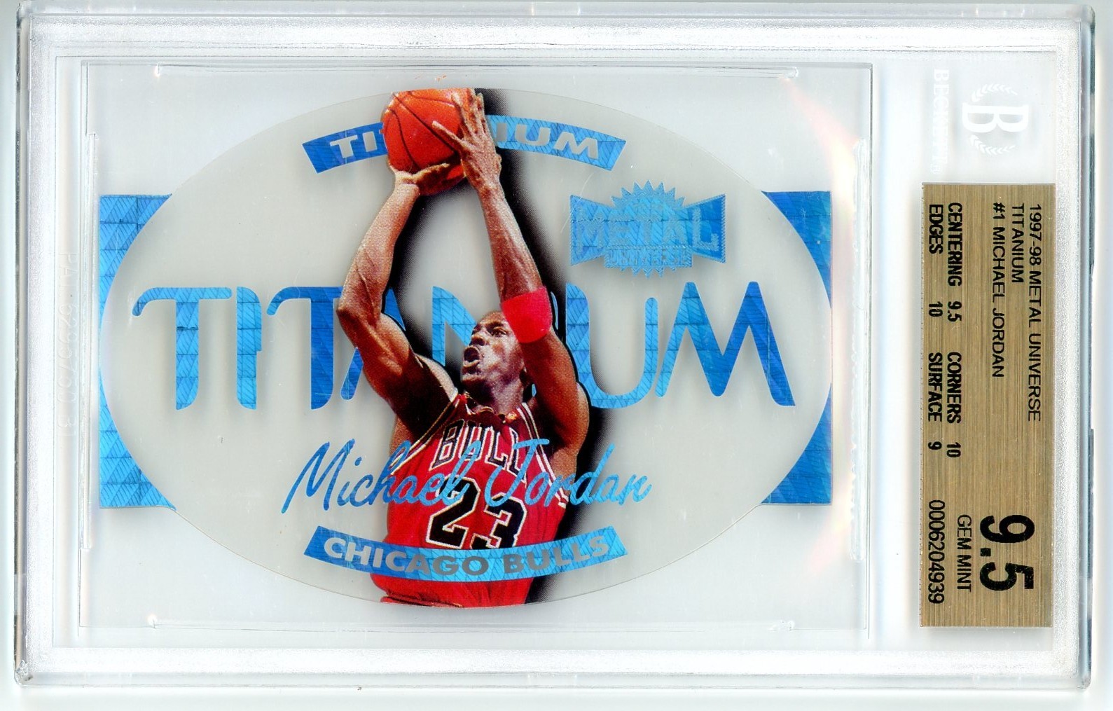 Michael Jordan 1997-98 Metal Universe Titanium #1 BGS 9.5 Gem Mint With 2 10's