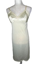 Vintage Vanity Fair Nylon Tricot Slip Size 34 Lingerie Beige Embroidered