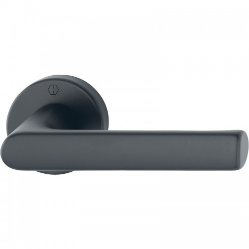 Poignée de porte noire HOPPE Hambourg bec de cane pour rosace de porte bois