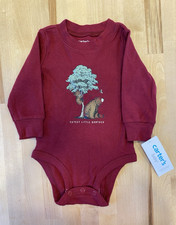 Carter's Boys 6M Little Brother Red Cotton Long Sleeve Bear Graphic Bodysuit