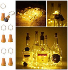 6 Pack Solar Powered Wine Bottle Lights, 20 LED Waterproof Copper Cork Solar Lig