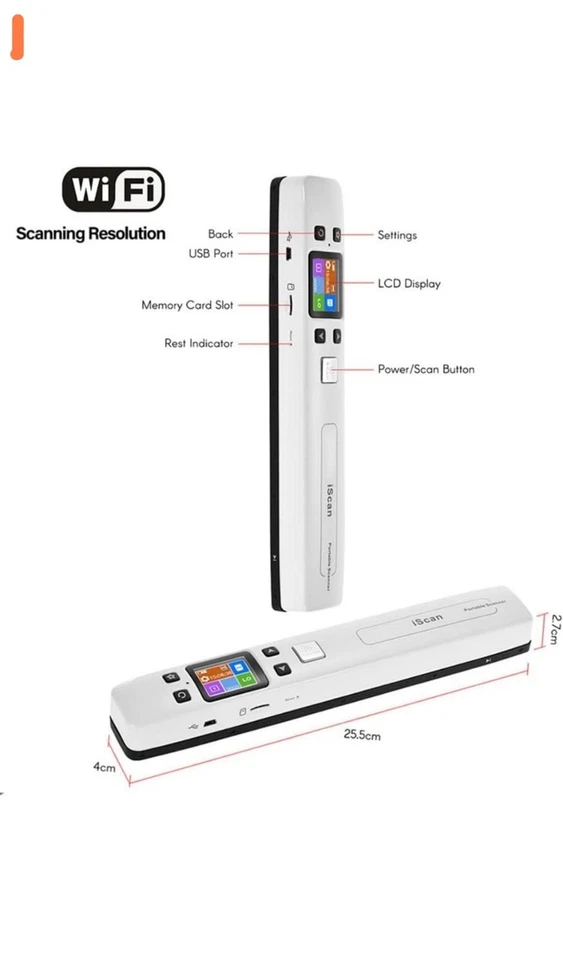 Portable Scanner, A4 Size 1050DPI Document Scanner +16 GB  - Image 2 of 4