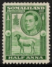 Somaliland Protectorate 1938 SG93 King GVI 1/2 Anna Green MH. Combine postage