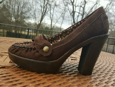 Charlotte Russe Brown Suede Platform Stiletto High Heel Shoes Size 7