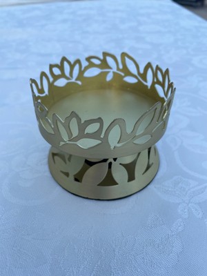 Gold Color Candle Holder ~ Metal ~ Could Hold a Candle or a Jar ~ New ~