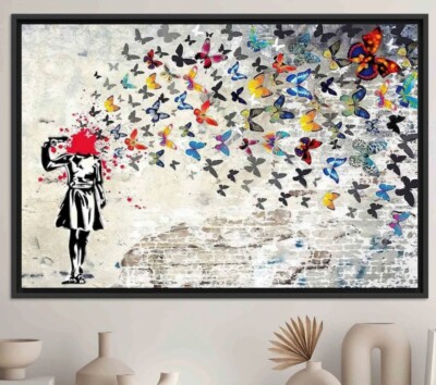Headshot Butterfly Girl Suicide Banksy Art Wall POSTER 11x17 12x18 20x30 24x36''