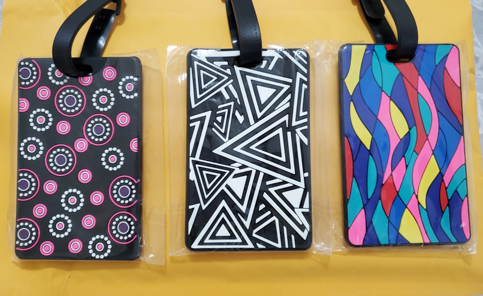 Geometric Print Luggage Tags - Pack Of 3. Free Shipping From NYC.