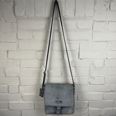 Vintage Rowallan Handtasche Nubukleder grau Umhängetasche Vintage Tasche Umhängetasche Messenger