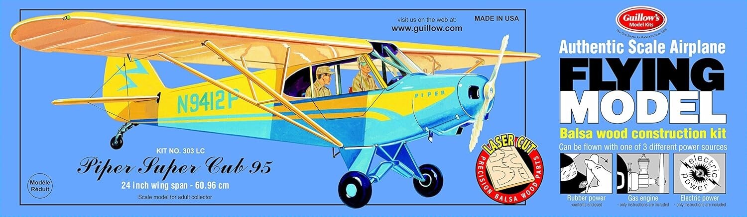 Precision Laser Cut Piper Super Cub Model Airplane Kit for Ages 14 and Up  