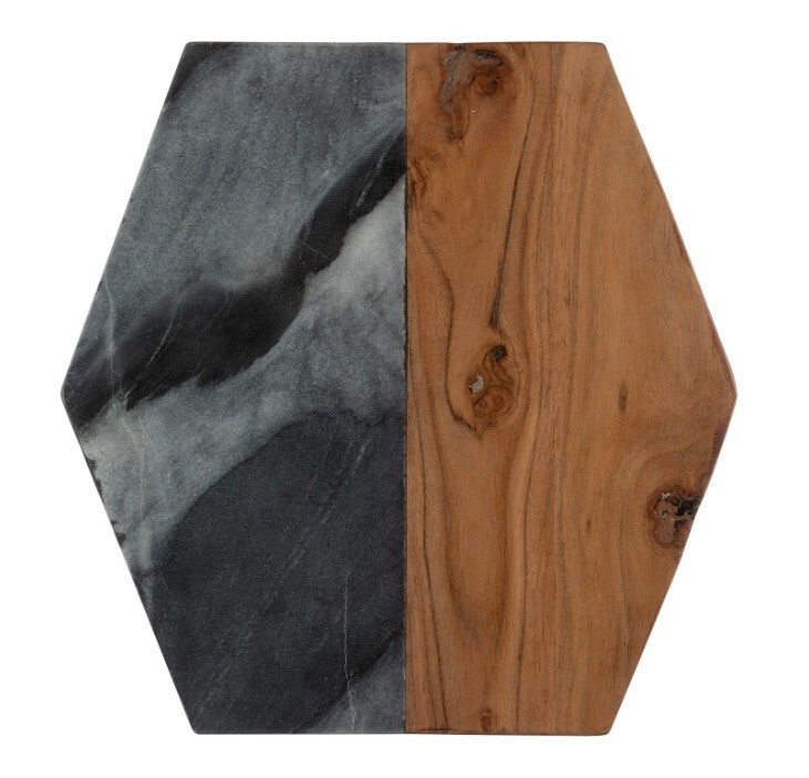 Typhoon Element Black Marble & Acacia Serving Board 30cm - Multi Colour