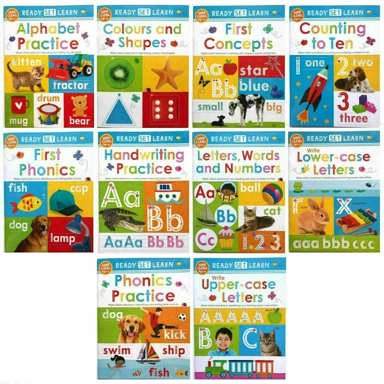 Wipe Clean Ready Set Learn 10 Early Learning Books Set Collection