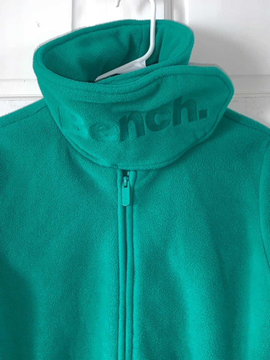 Bench womens large green Fleece Jacket with Funnel Neck