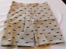 Boca Classics Men's Shorts Casual Walking Short Grey w/ Sharks Size 36 GUC