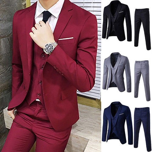 Bräutigam Best Man Anzug Business Festliches Kleid Slim Fit Weste Mantel Hos { - Bild 1 von 42