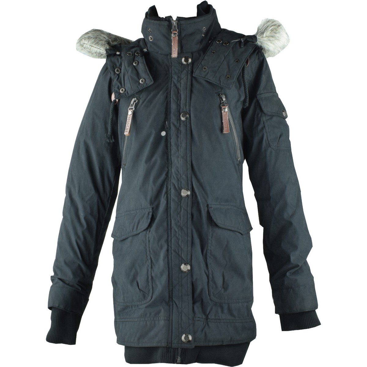 Damen Winter Jacke Parka Anorak A Form Trenchcoat Kapuze Kragen