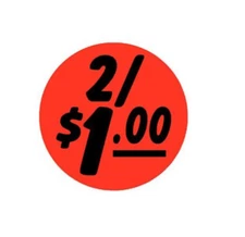 2/ $1.00 price Labels 1000 each per roll size 1.25" Round Oval STICKERS