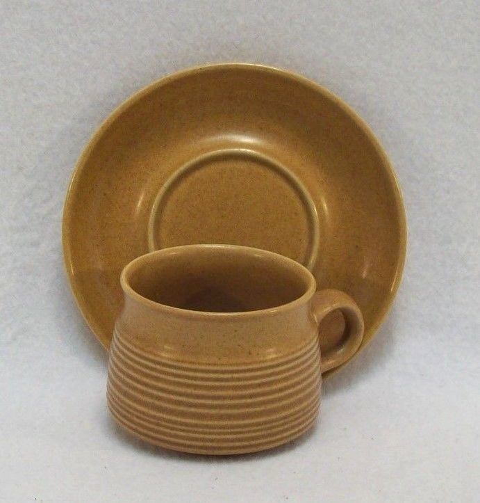 Vintage Denby Langley CANTERBURY Cup Saucer Set MCM Retro Coup