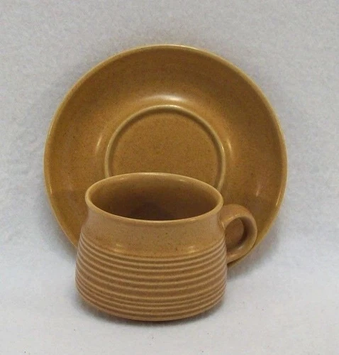 Vintage Denby Langley CANTERBURY Cup & Saucer Set MCM Retro Coup 1960s England