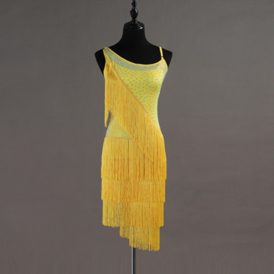 Latin Dance Dress Salsa Tango Cha cha Ballroom Rhinestone Competition Dress 380
