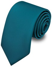Branduce 3.15"  8cm  Men's Solid Color Formal Woven Necktie  Gift Box Teal Blue