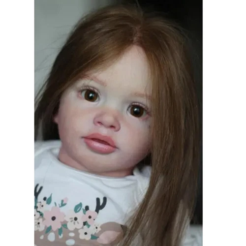 Muñeca bebé renacida de vinilo completo suave de 26 pulgadas color fresco pippa con juguete para cabello castaño enraizado - Imagen 2 de 5