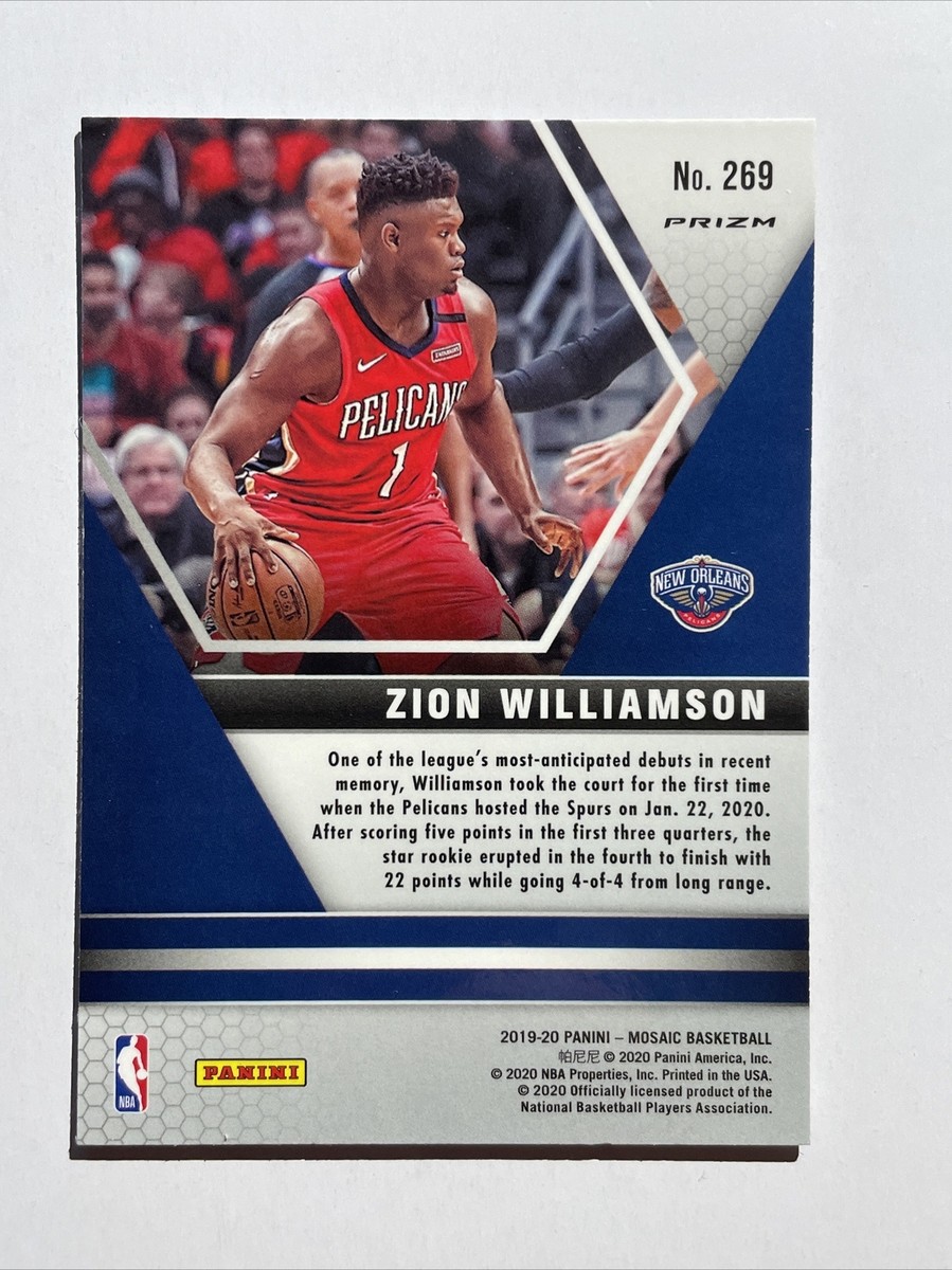 2019-20 Panini Mosaic Zion Williamson Orange Reactive Prizm Rookie