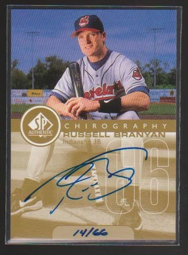 1999 UPPER DECK SP AUTHENTIC CHIROGRAPHY GOLD AUTO RB RUSSELL BRANYAN INDIANS/66