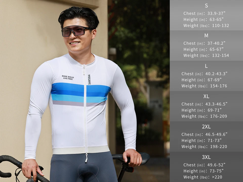 WOSAWE Breathable Cycling Long Sleeve Mens Rear Pockets YKK Zipper Anti Slip Hem - Image 3 of 4